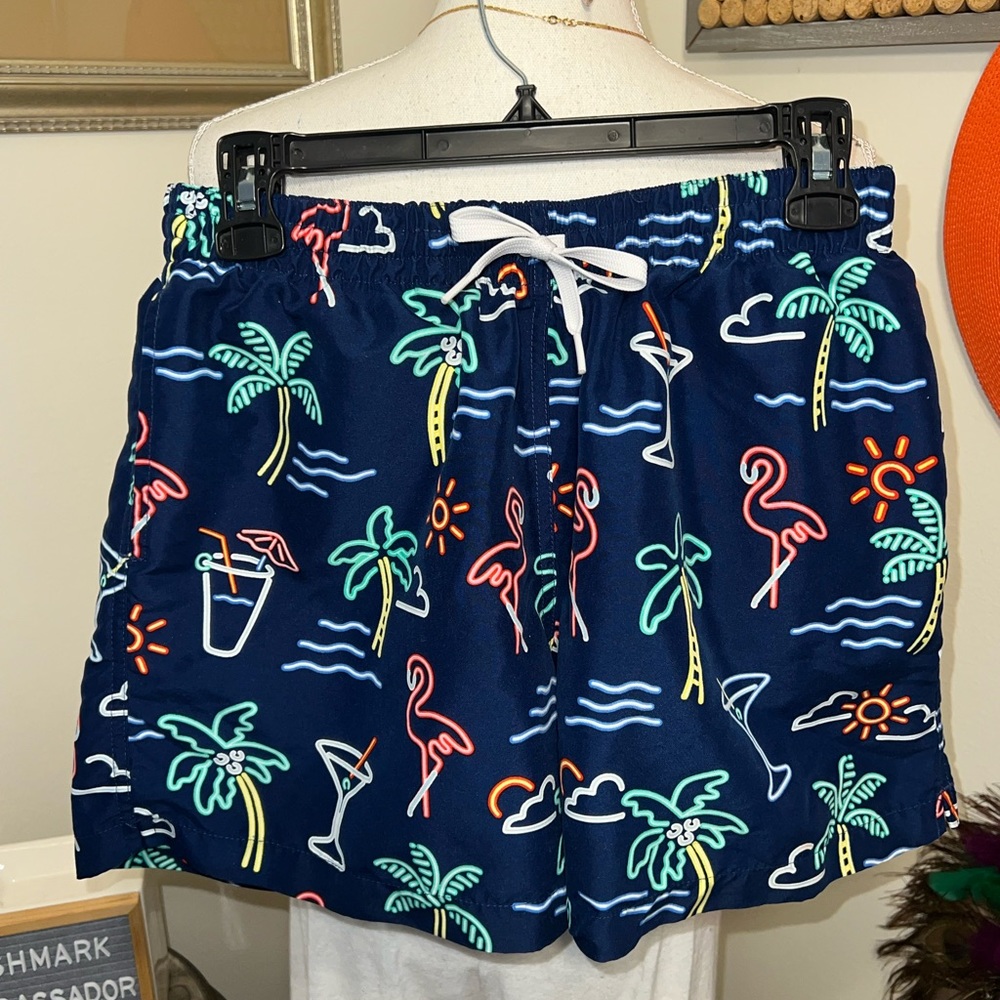 Chubbies Swim Trunks Blue With Neon Lights